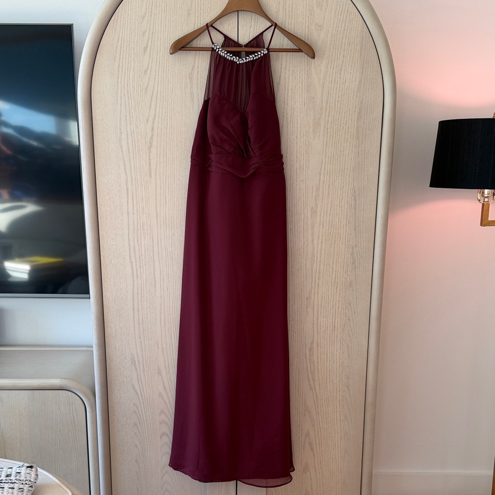 Alfred Angelo Burgundy High Neck Dress